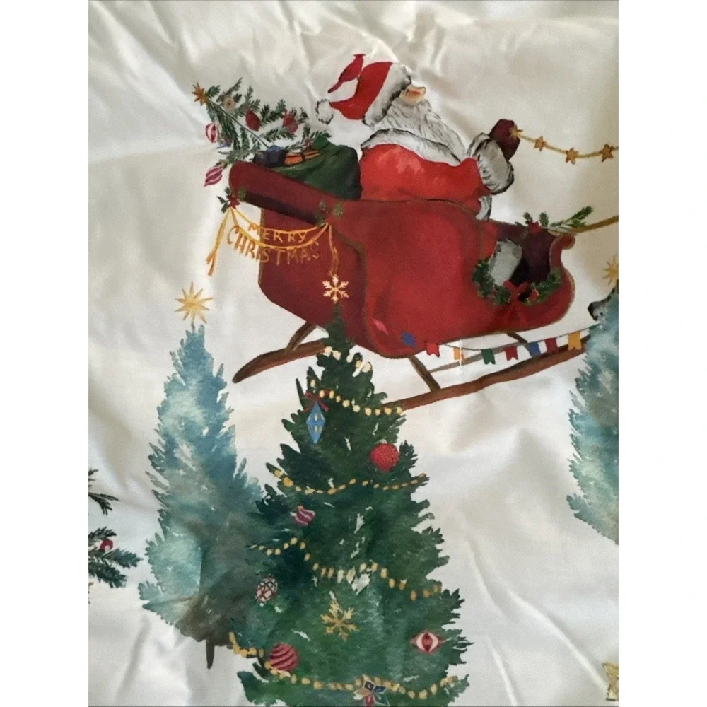 NEW Pottery Barn Santa In The Country Sherpa Backed STANDARD Sham Christmas